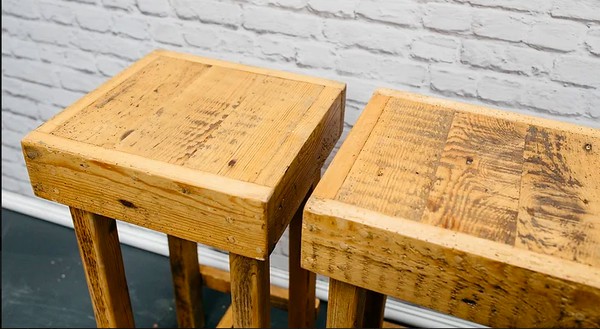 Secondhand Reclaimed Wood Bar Poseur Stools