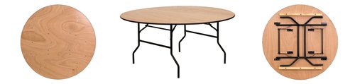 Brand New 6ft Round Wooden Folding Tables For Sale Brand New 6ft Round Wooden Folding Tables For Sale