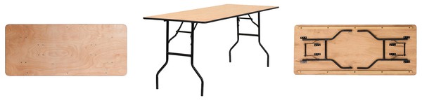 Brand New 6ft x 2ft 6in Rectangle Wooden Folding Tables For Sale