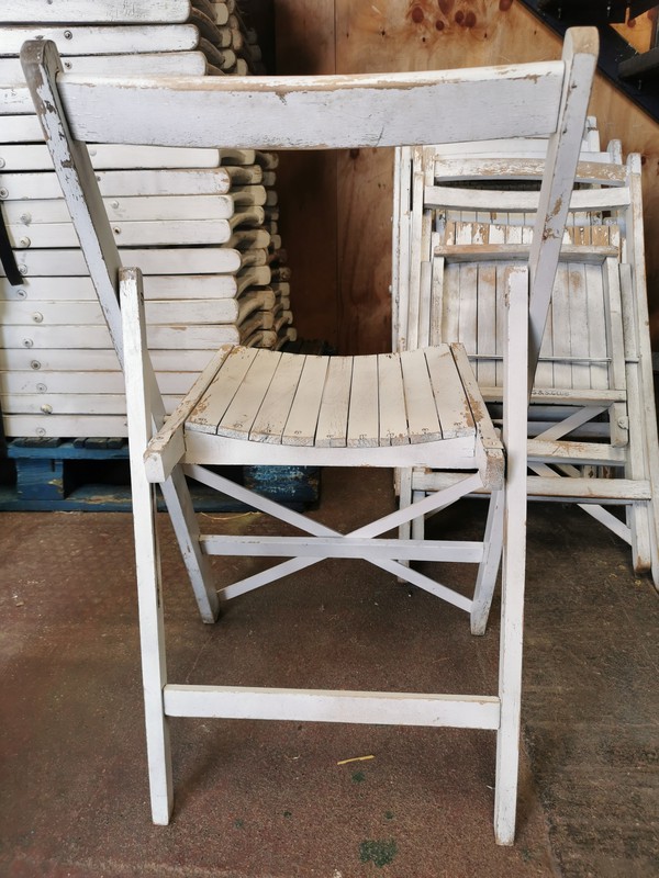 Ex Hire Vintage White Folding Chairs