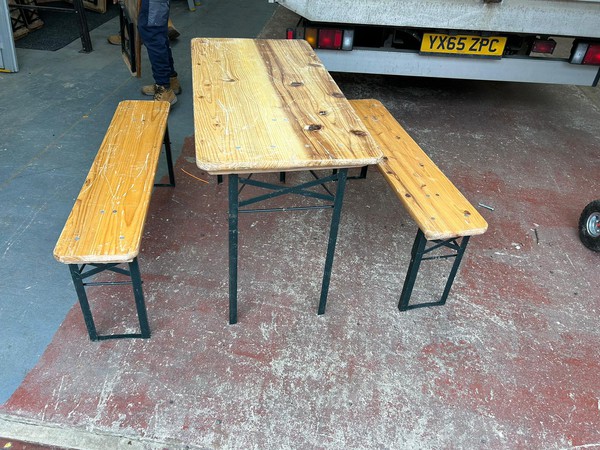 Secondhand Rustic Trestle Table and Bench Sets For Sale