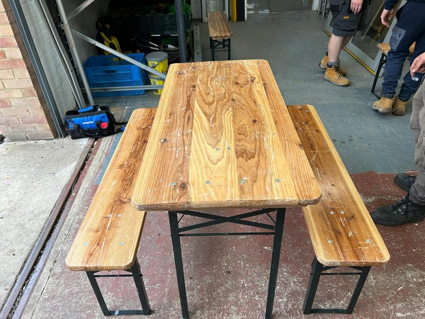 Secondhand Used Rustic Trestle Table and Bench Sets For Sale