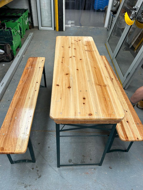 Used Rustic Trestle Table and Bench Sets