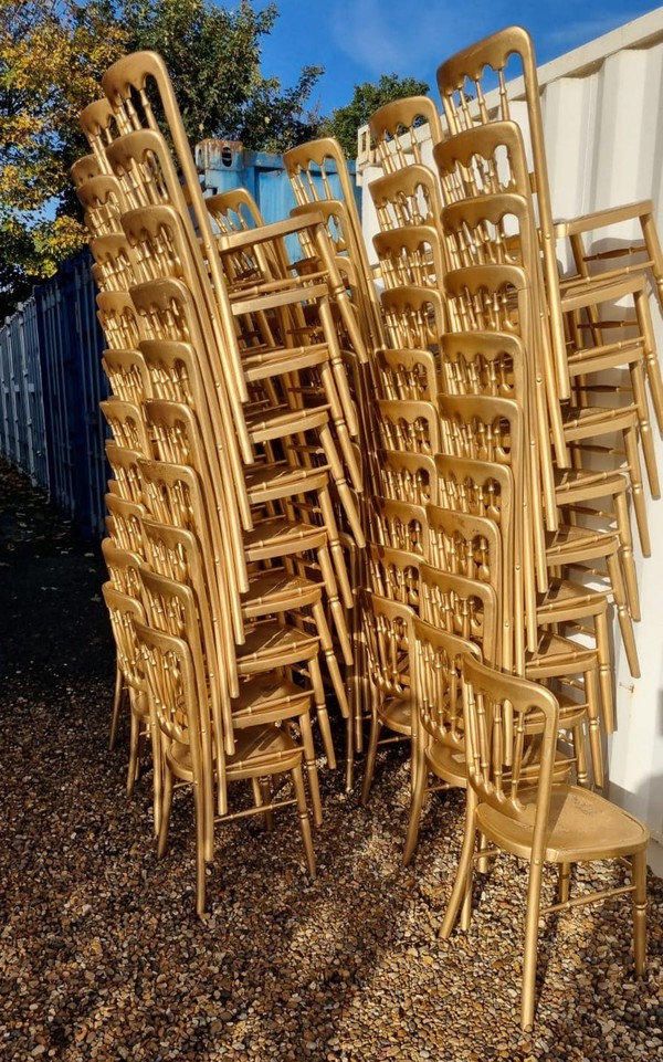 Used Wooden Gilt Cheltenham Banqueting Chairs for sale