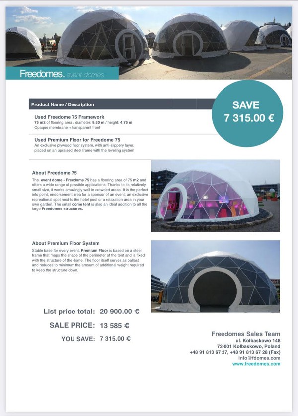 Freedome 75m2 Event Dome For Sale