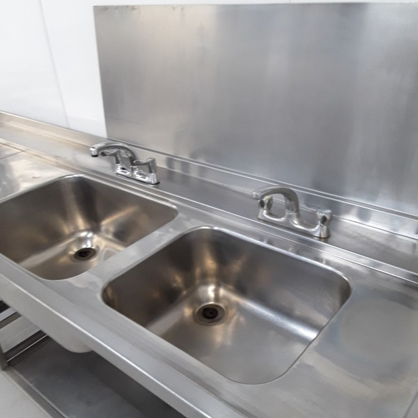 Selling Used Stainless Steel Double Bowl Sink Dishwasher Unit Station