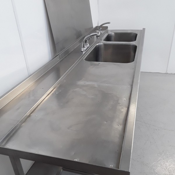 Used Stainless Steel Double Bowl Sink Dishwasher Unit