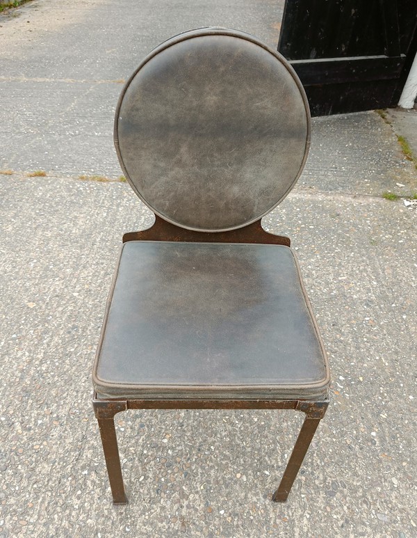 Green leather dining chairs for sale