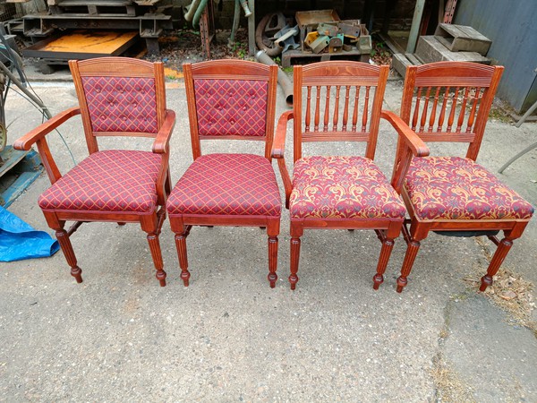 Job Lot of Red Traditional Upholstered Dining Chairs