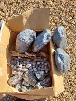 Secondhand Box of Mixed Sized Imitation Rocks For Sale