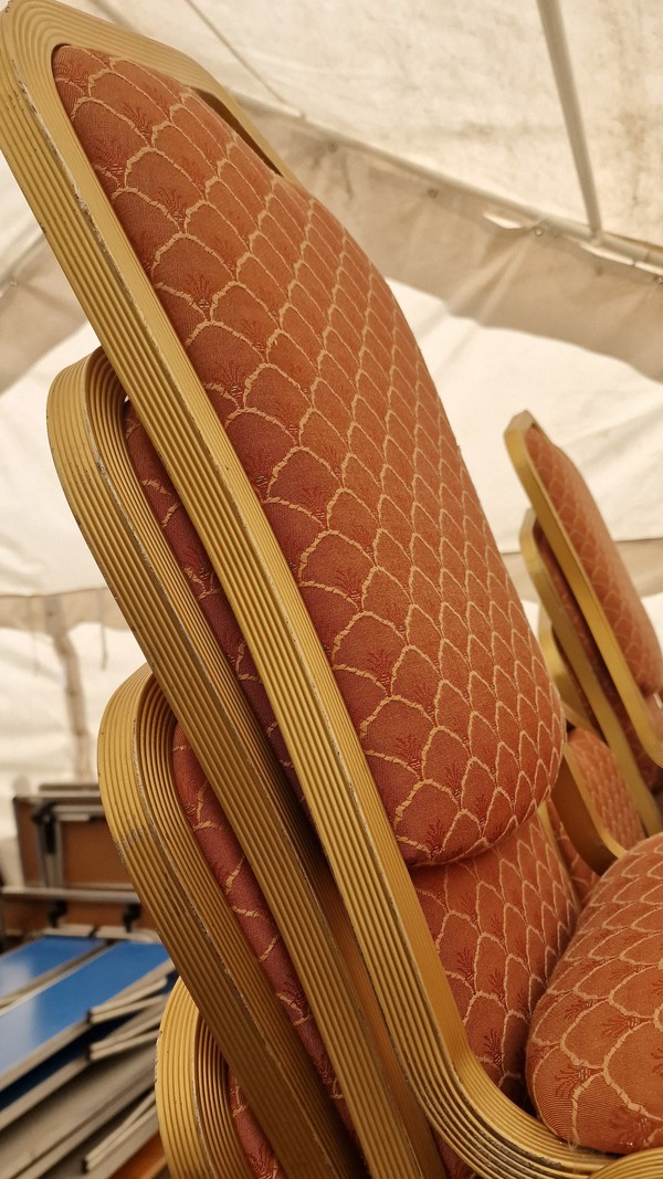 Gold Metal Banqueting Chairs with Gold Padding