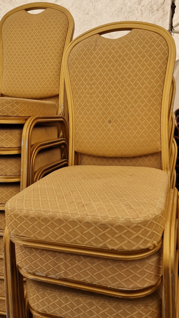 Secondhand Used Gold Metal Banqueting Chairs with Gold Padding
