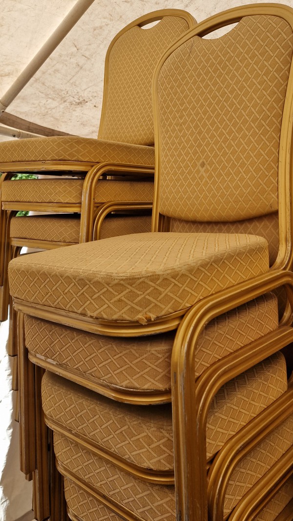 Used Gold Metal Banqueting Chairs with Gold Padding
