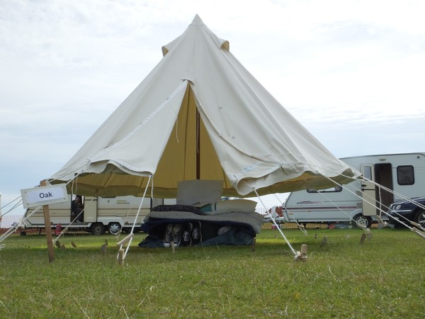 Bell tent with walls lifted up