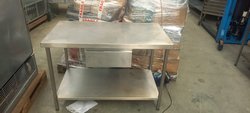 Secondhand Stainless Steel Table with Under Shelf For Sale