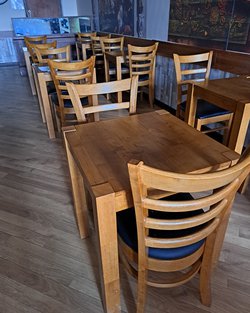Secondhand Solid Wood Restaurant Tables and Chairs For Sale