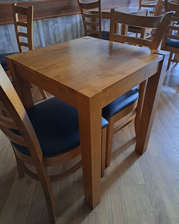 Solid Wood Restaurant Tables and Chairs For Sale