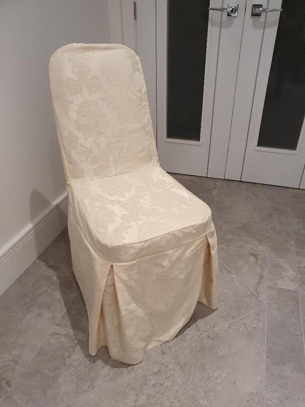 Cream Damask Fitted Chair Covers