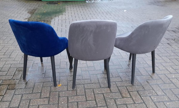 Blue and Grey Velvet Dining Chairs