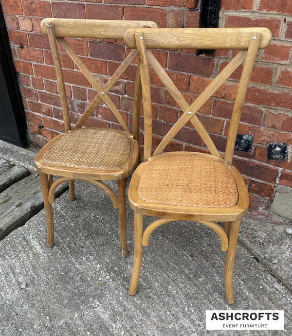 Natural Weathered Oak Cross Back  Event Chairs