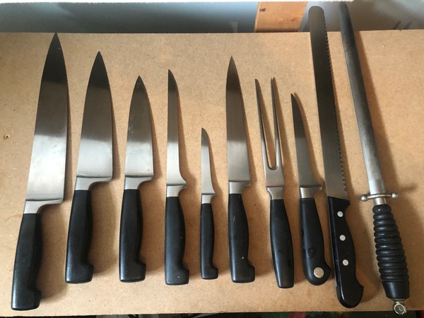 Secondhand 10 Piece Knife Set Henckels Wusthof Victorinox For Sale