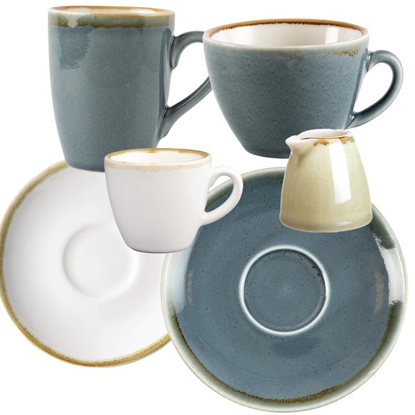 Secondhand Used Job Lot Olympia Kiln Catering Crockery Cups Mugs Saucers Milk Jugs Cafe Bar For Sale