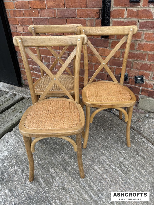 Weathered Oak Cross back chairs