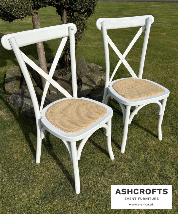 White Limed Oak Cross Back Chairs for sale