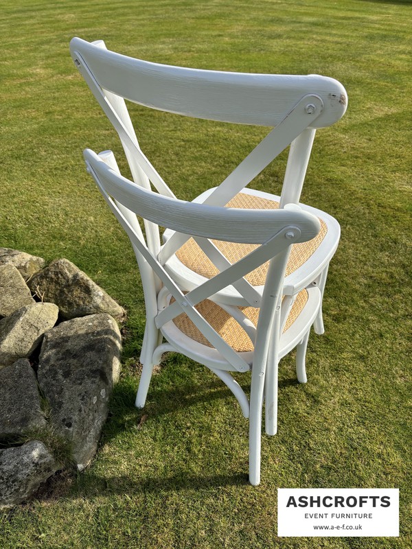 White Limed Oak Cross Back Event Chairs for sale