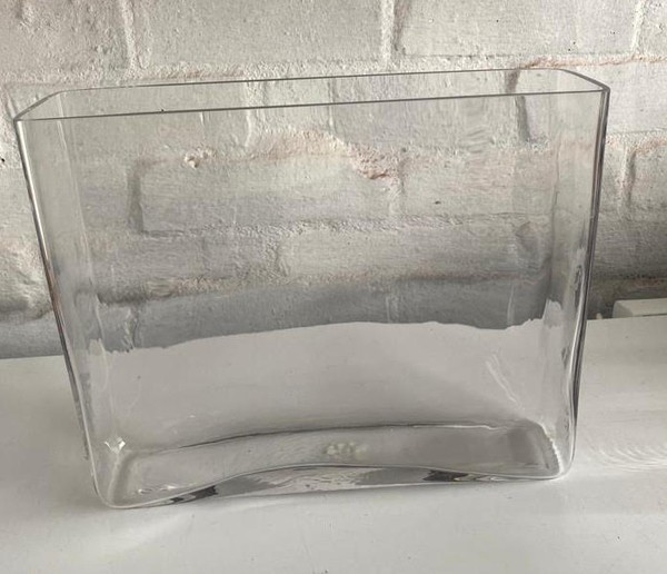 Squared off Clear Glass Vase