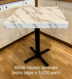 Square Faux Marble Bistro Tables with Cast iron legs