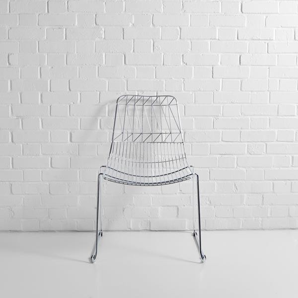 Stacking cafe chair in silver