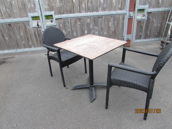 Secondhand Used Flip Top Table with 2 Rattan Chairs For Sale