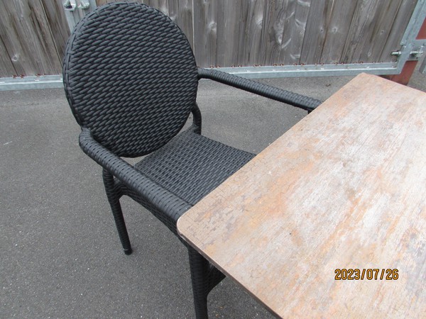 Used Flip Top Table with 2 Rattan Chairs For Sale