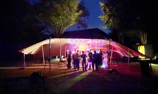 Evening party in stretch tent