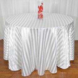 White Striped Round Tablecloths