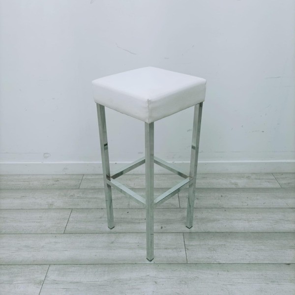 White leather high bar stool