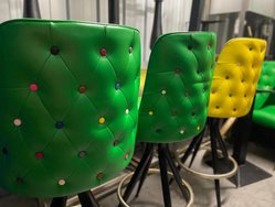 Bright Green and Yellow High Bar Chairs