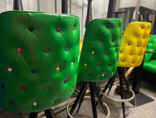 Bright Green and Yellow High Bar Chairs Bright Green and Yellow High Bar Chairs