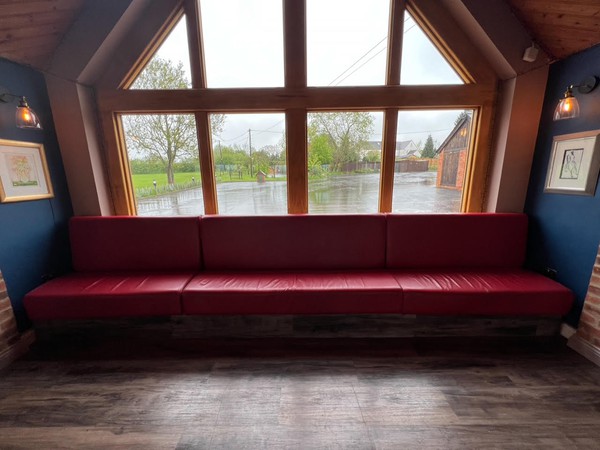 Secondhand Used Genuine Red Leather Bench Seat 4.4m For Sale