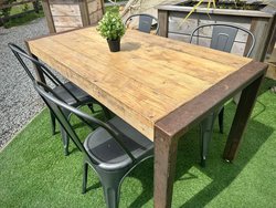 Secondhand Used Handmade Bespoke Metal and Wooden Tables For Sale
