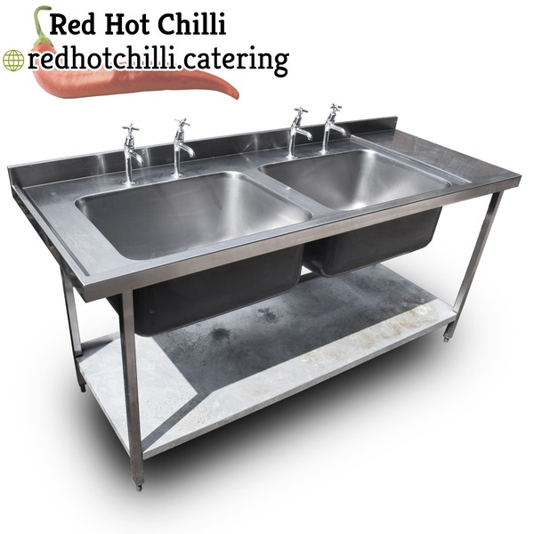 Secondhand Used 1.8m Stainless Steel Double Sink For Sale
