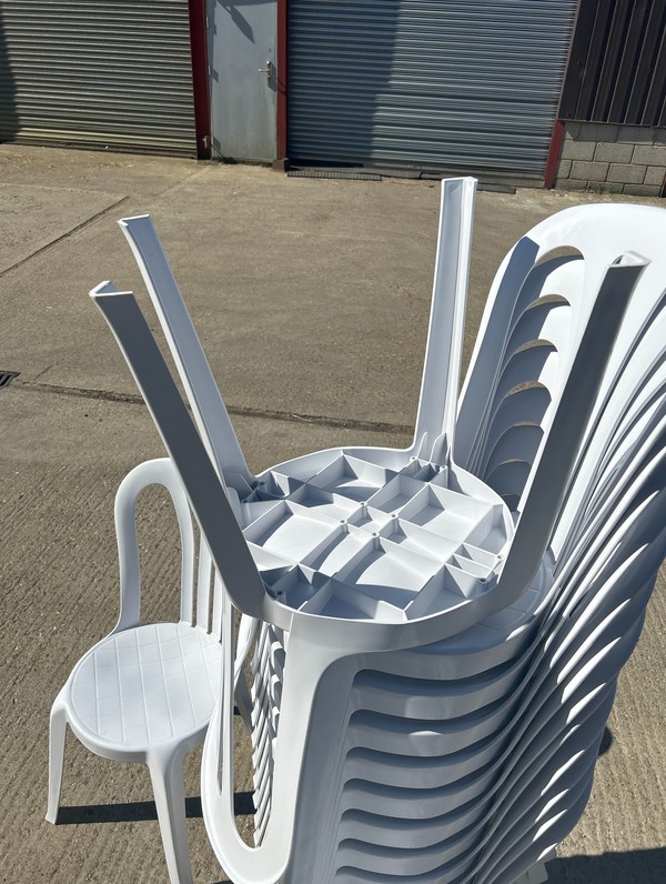 New Unused Stunning New White Bistros Chairs For Sale