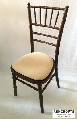 Used Ashcrofts Dark Wood/Mahogany Chivari Chairs with pads