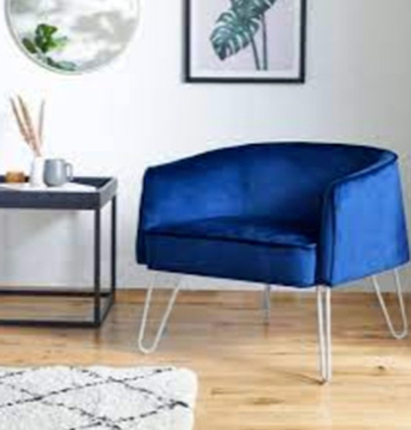 New Blue Velvet Hairpin Armchairs For Sale