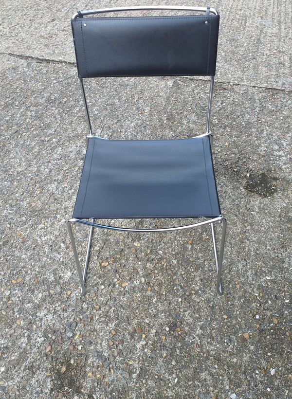 Stylish Chrome and Leather Chairs For Sale