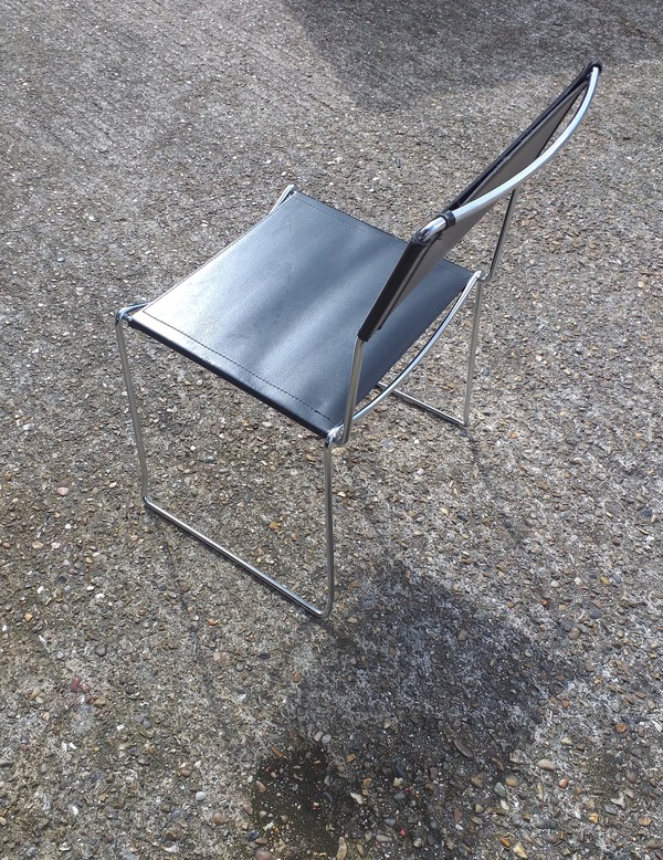 Used Stylish Chrome and Leather Chairs For Sale
