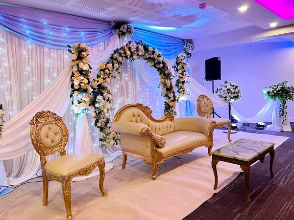 Indian wedding stage with chairs