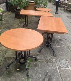Cast iron and wooden tables job lot