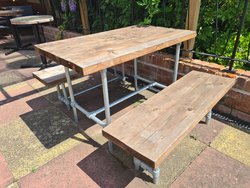 Industrial looking table and banch sets